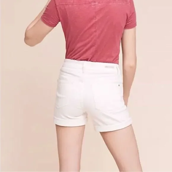 Anthropologie Pilcro Slim Boyfriend White Denim Shorts 27 EUC - Picture 2 of 6